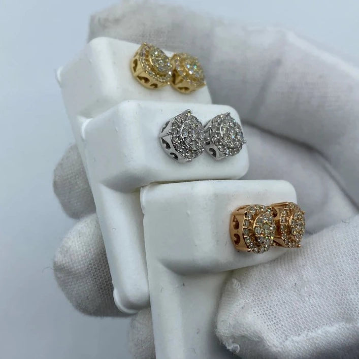 14K Thick Circle Diamond Earrings 0.8ct