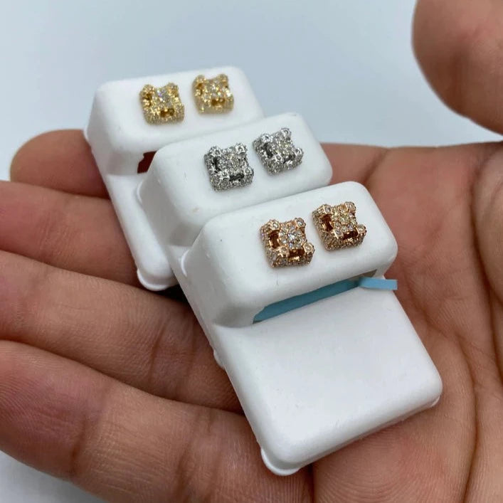 14K Castle Diamond Earrings Small