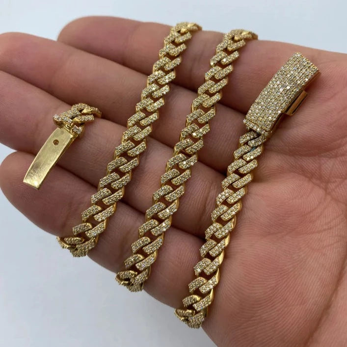 14K 6.5MM Cuban Diamond Chain 16-22"
