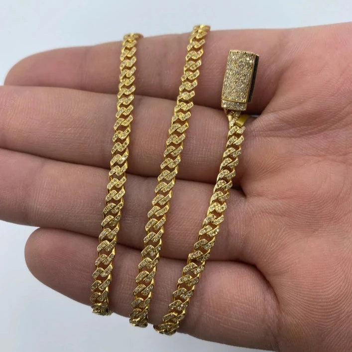 10K 4MM Cuban Link Diamond Chain 18-22"