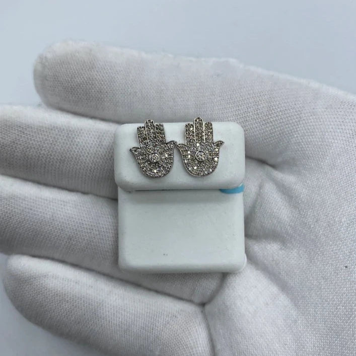 14K Hamsa Diamond Earrings
