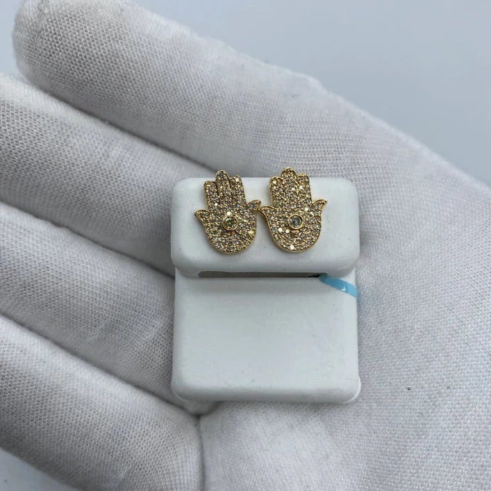 14K Hamsa Diamond Earrings