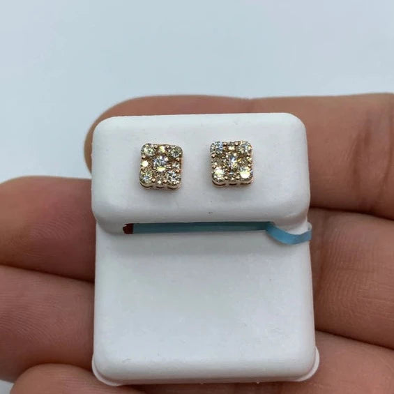 14K Square Stud Earrings 0.75ct