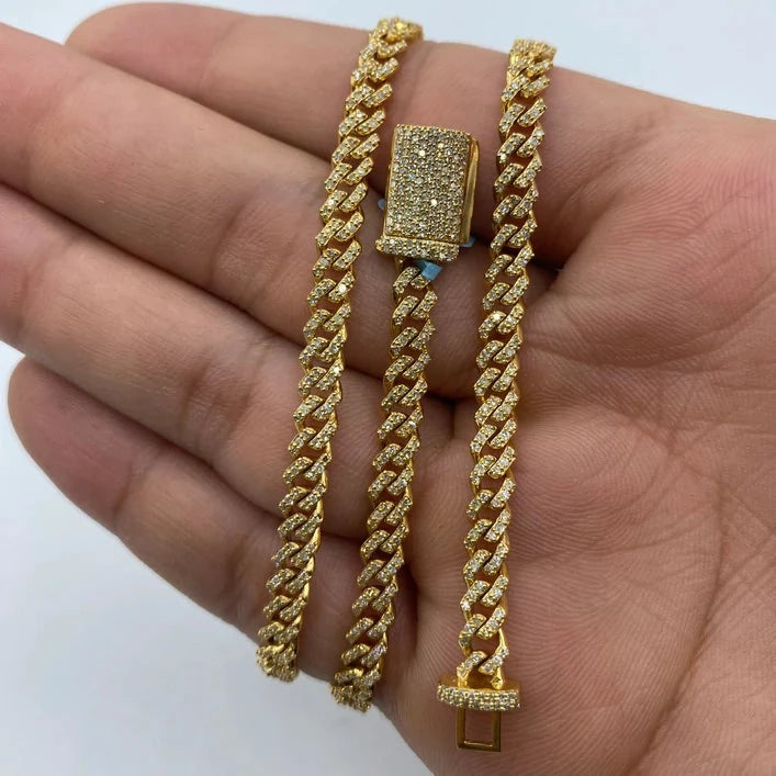 14K 4.5MM Cuban Link Diamond Chain 16-22"