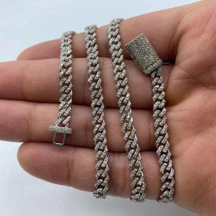14K 4.5MM Cuban Link Diamond Chain 16-22"