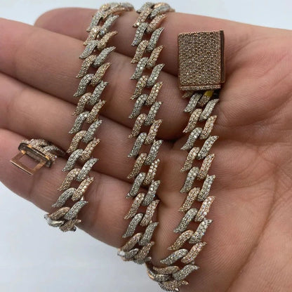 10K 10MM Cuban Link Thorn Diamond Chain 18-22"