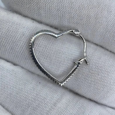 10K Heart Hoop Diamond Earrings