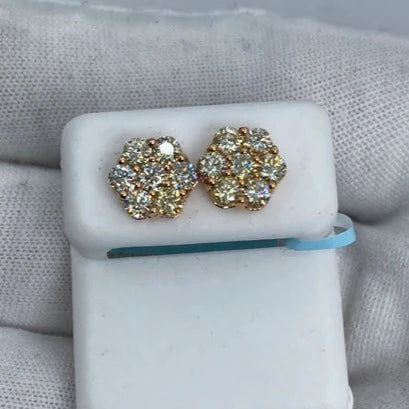 14K Flower Diamond Earrings 1.8ct