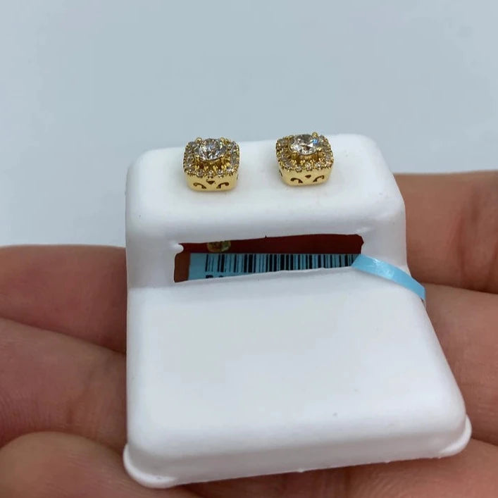 14K Big Rocks Square Diamond Earrings