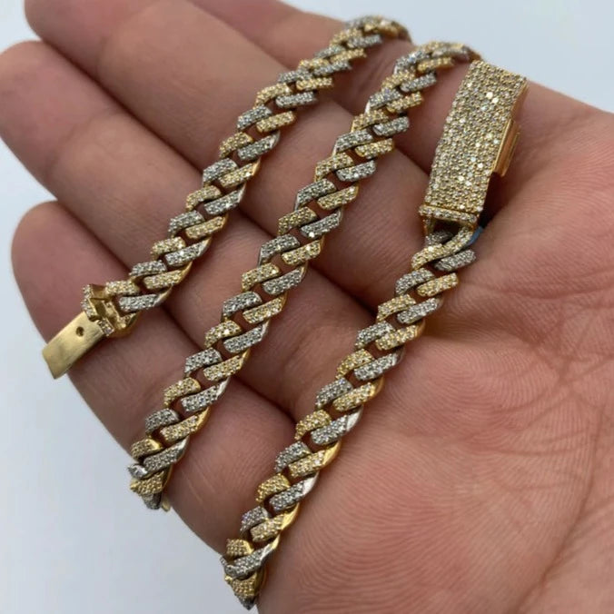 14K 6.5MM Cuban Diamond Chain 16-22"