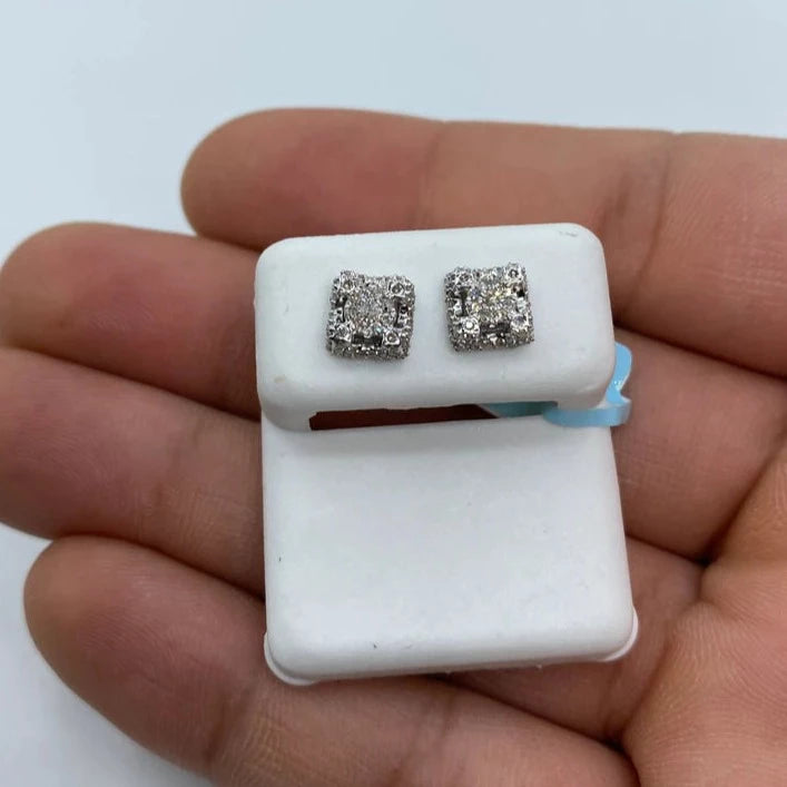 14K Castle Diamond Earrings Small
