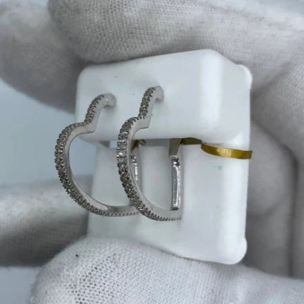 10K Heart Hoop Diamond Earrings