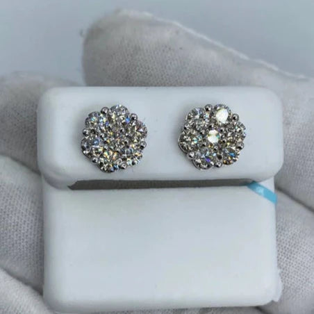14K Flower Diamond Earrings 2.6ct