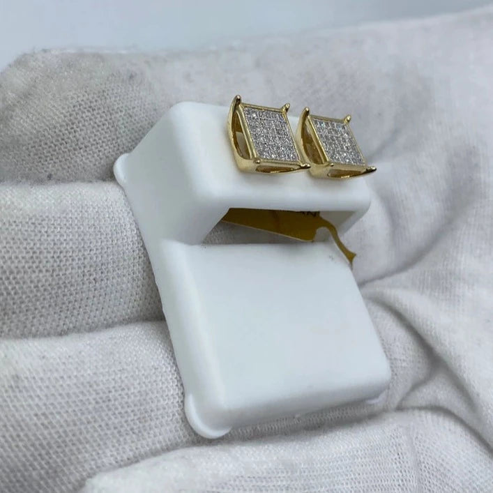 10K Square Diamond Earrings 0.4ct