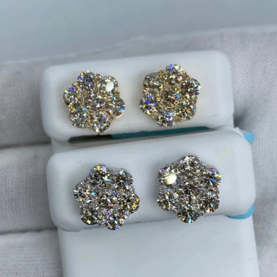14K Flower Diamond Earrings 5.3ct