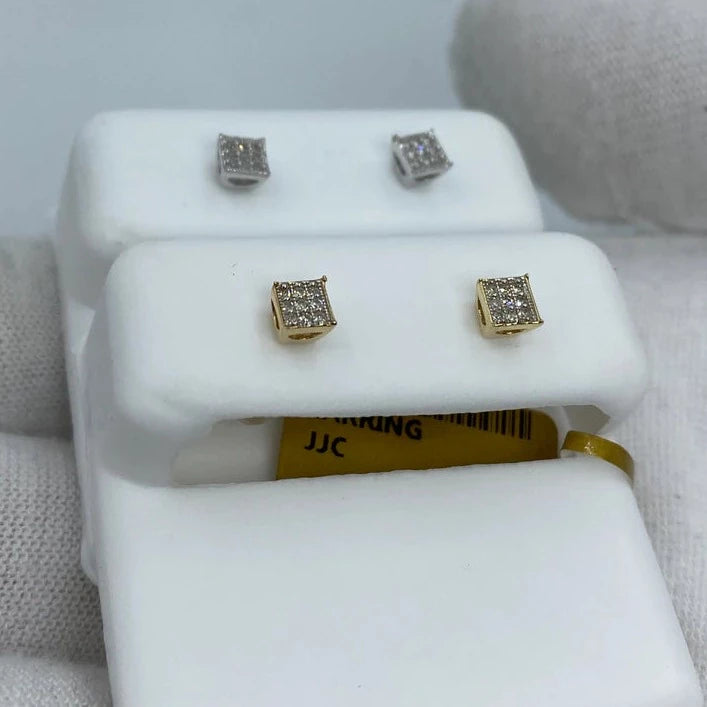 10K Square Diamond Earrings 0.1ct