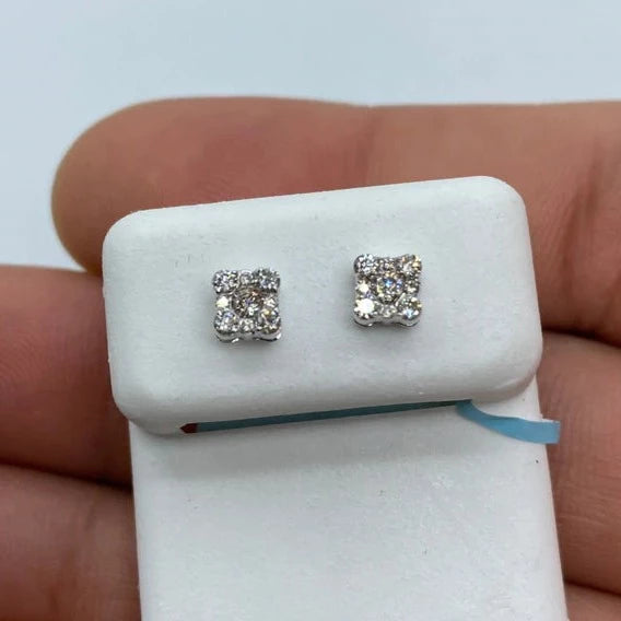 14K Square Stud Earrings 0.5CT