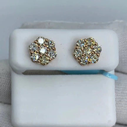 14K Flower Diamond Earrings 2.6ct