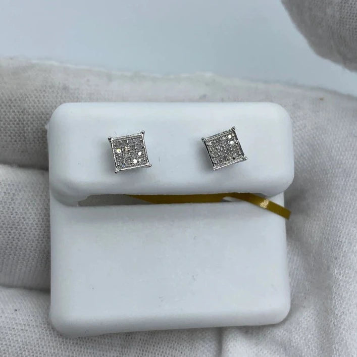 10K Square Diamond Earrings 0.2ct