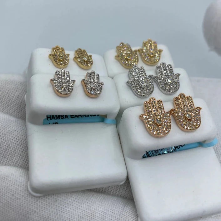 14K Hamsa Diamond Earrings