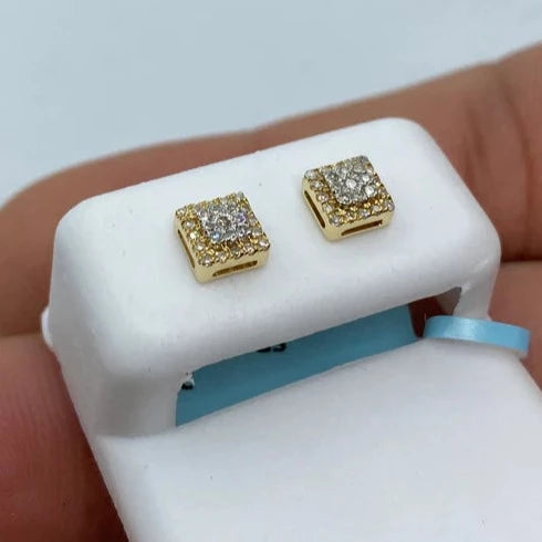 14K Grandeur Square Diamond Earrings