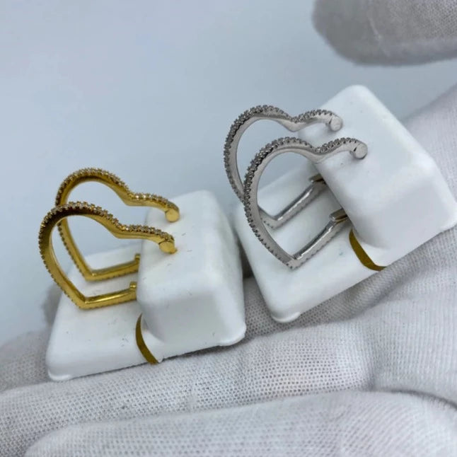 10K Heart Hoop Diamond Earrings
