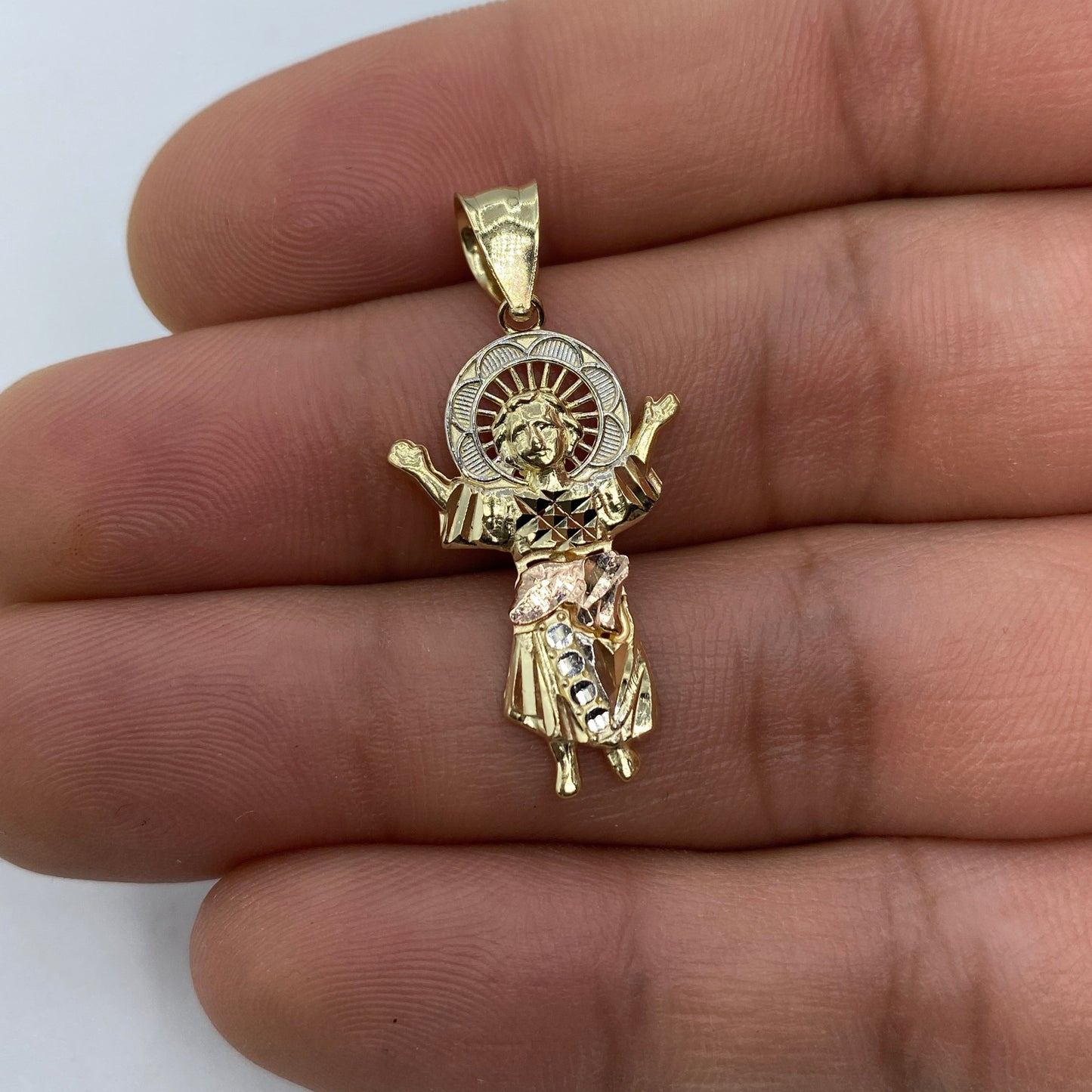 14K Jesus Save Us Pendant