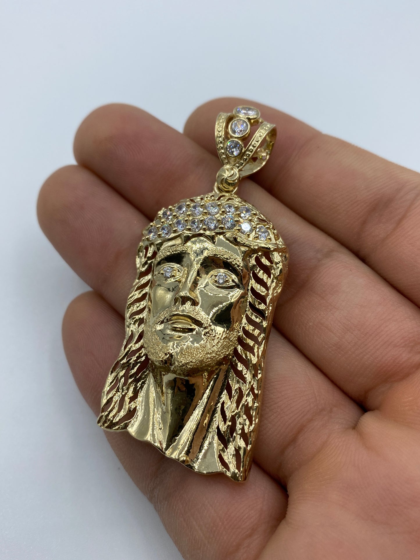 14K Jesus Head Pendant 2.5"