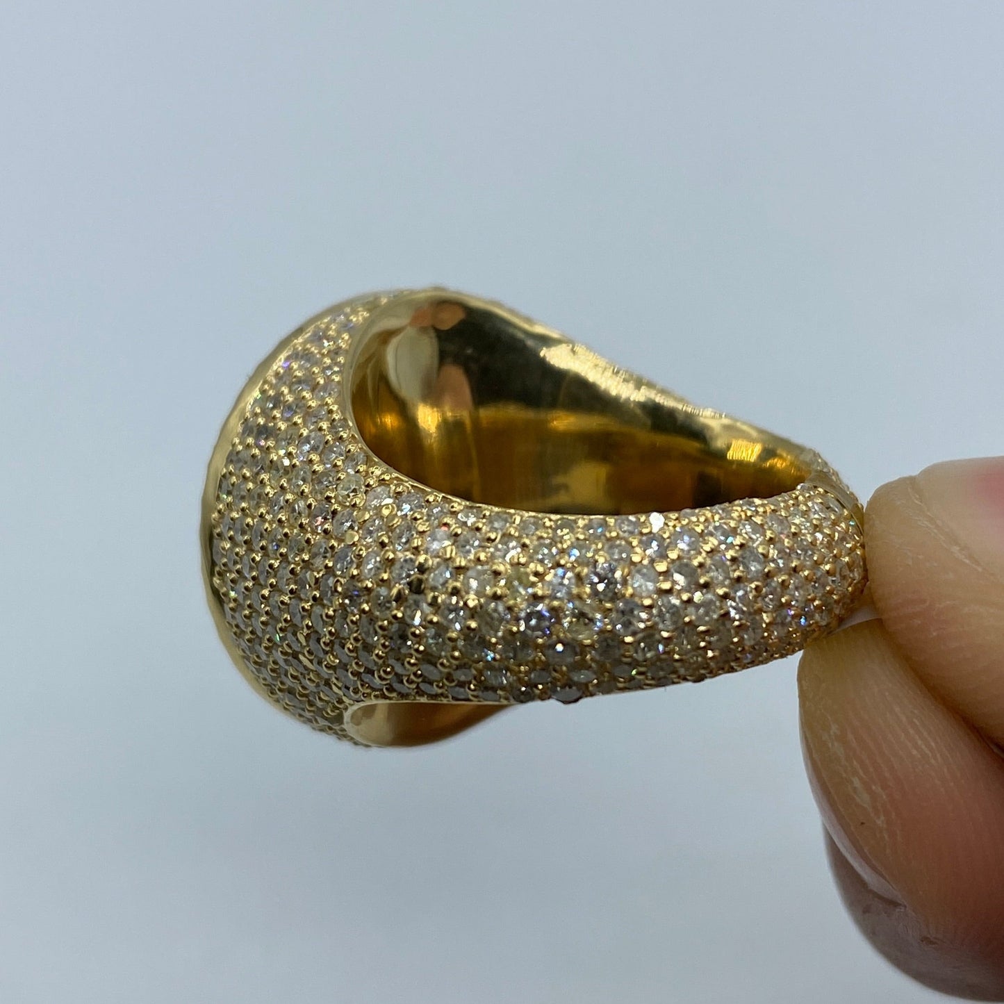 10K Circle Iced-Out Diamond Ring