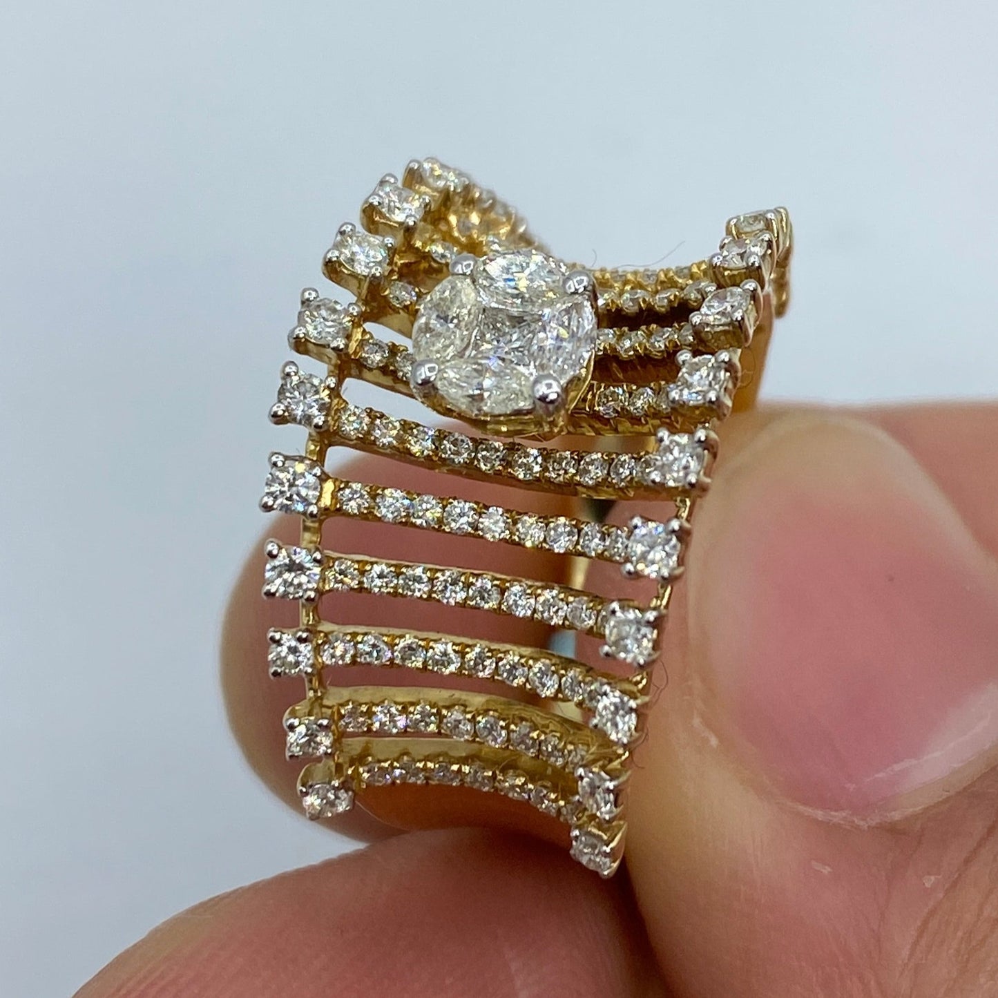 14K Large Center Stone Diamond Ring