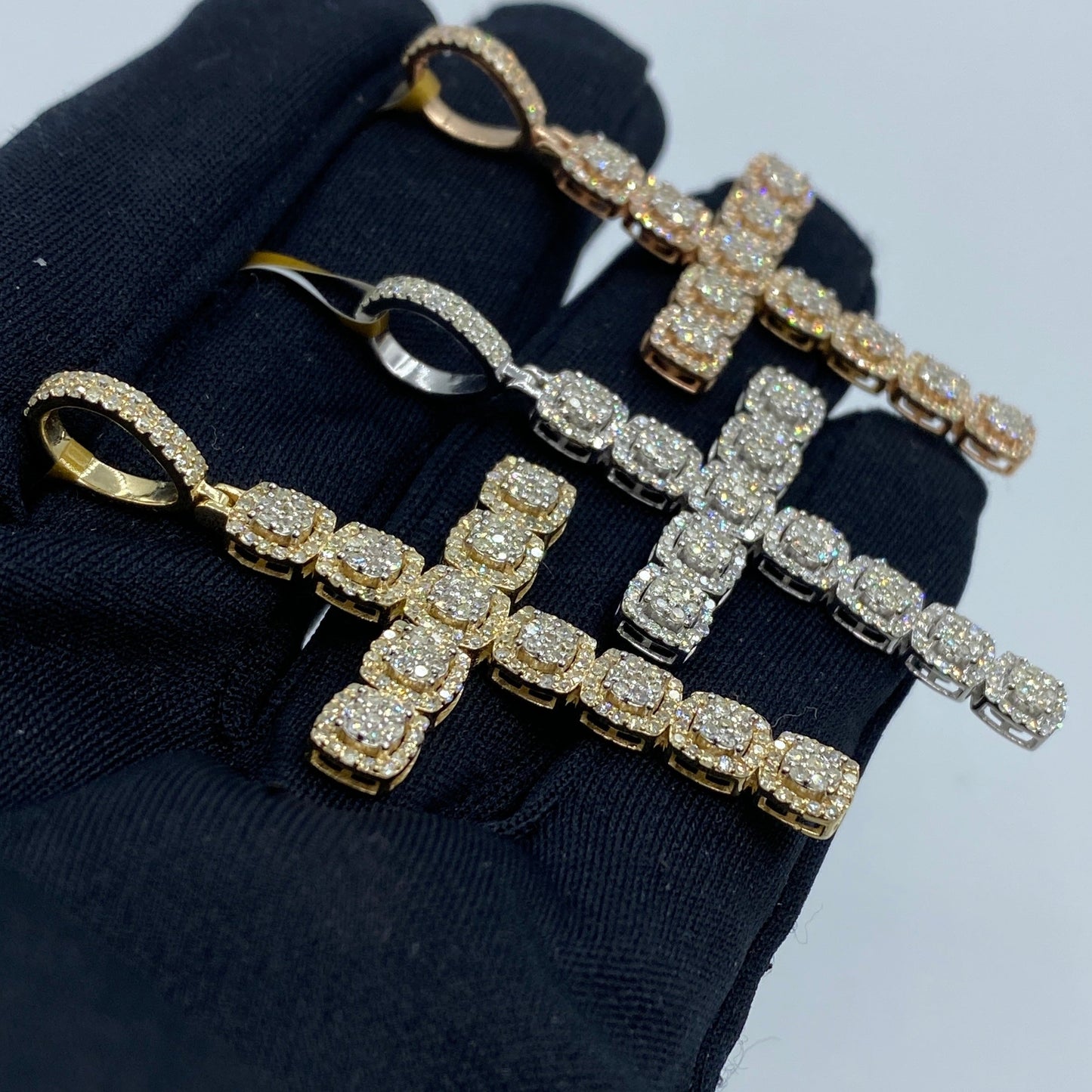 10K Square Cross Diamond Pendant