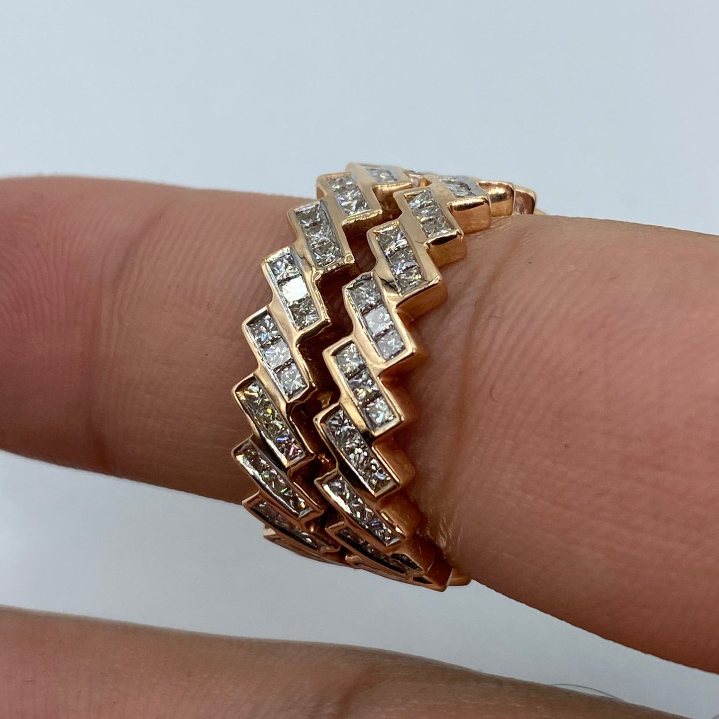 14K Double Eternity Baguette Cuban Link Ring