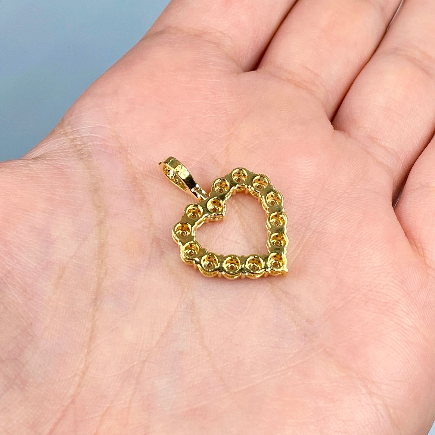 10K/14K Open Heart Diamond Pendant