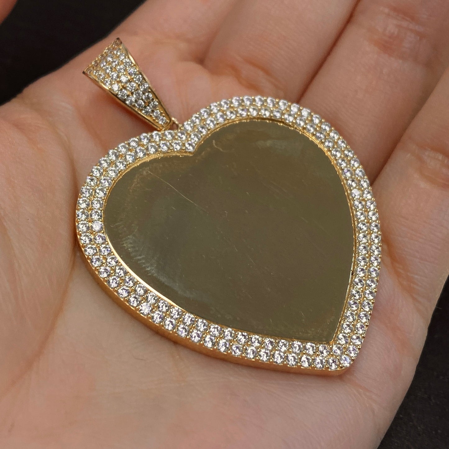 10K Double Halo Heart Photo Pendant