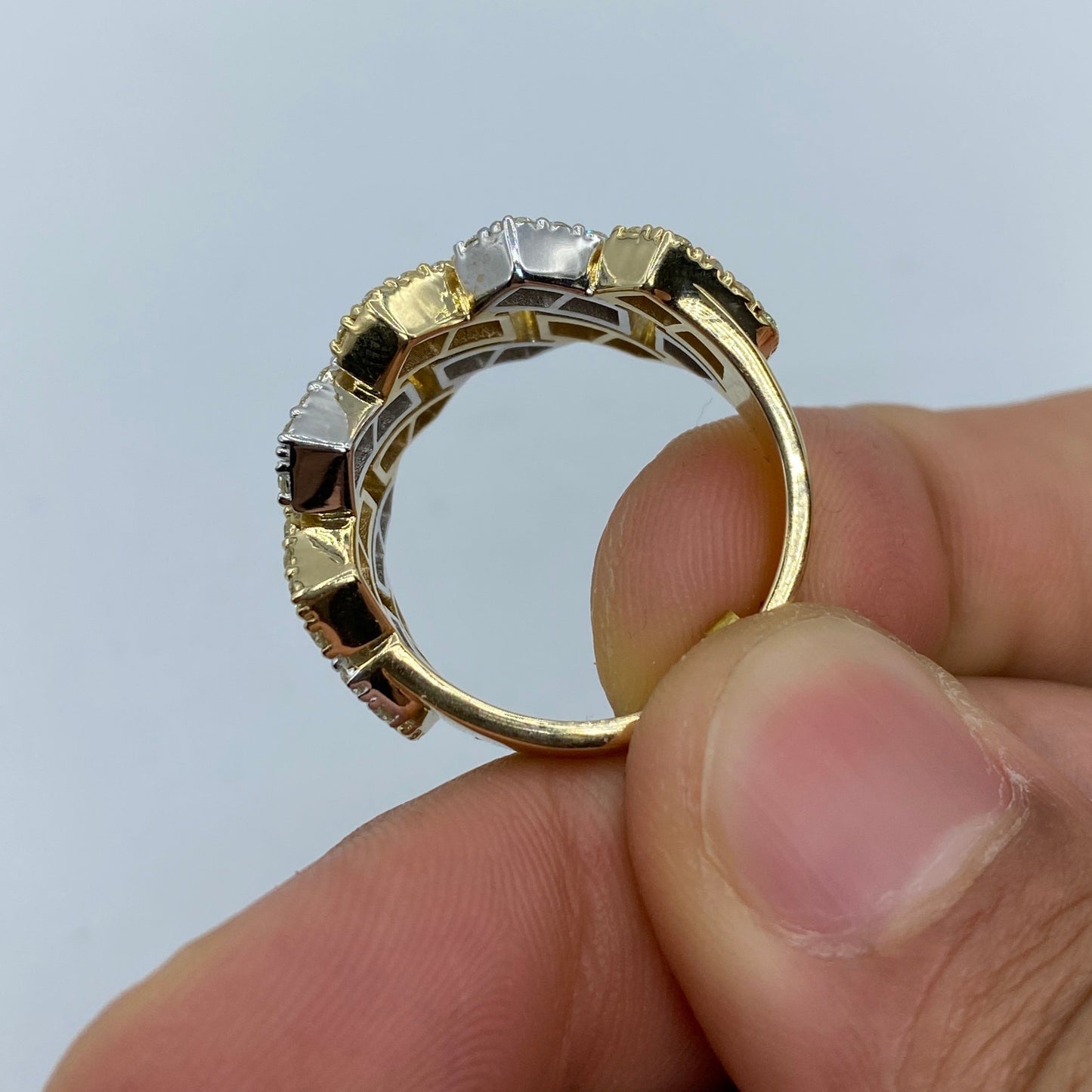 10K Two-Tone Cuban Link Diamond Ring