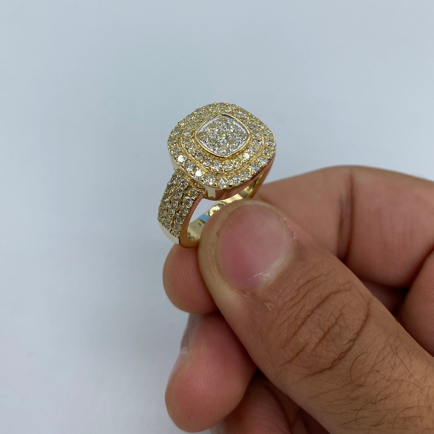 14K Square Madrid Diamond Ring