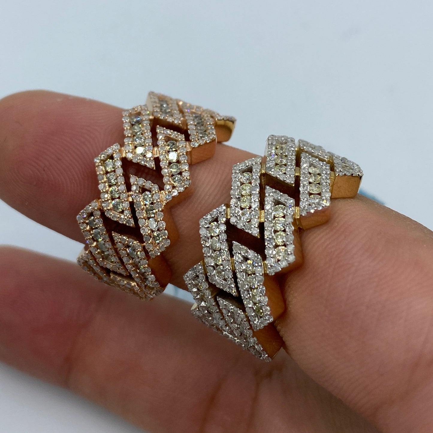 14K Gold 13MM Hawaiian Cuban Link Diamond Ring