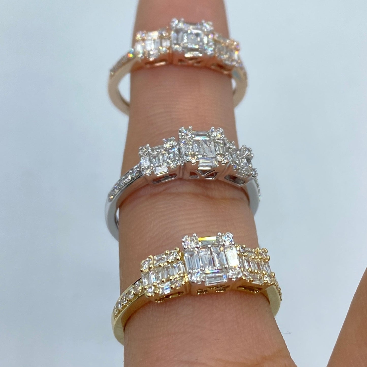 14K Three Baguette Diamond Ring