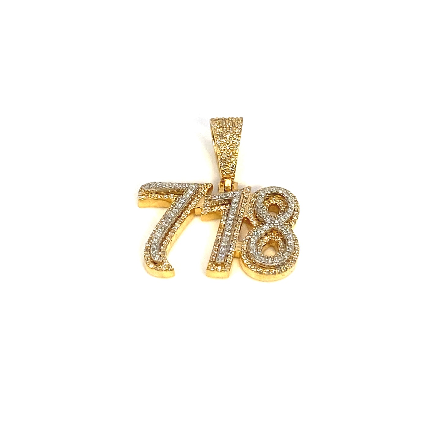 14K 718 Area Code Diamond Pendant
