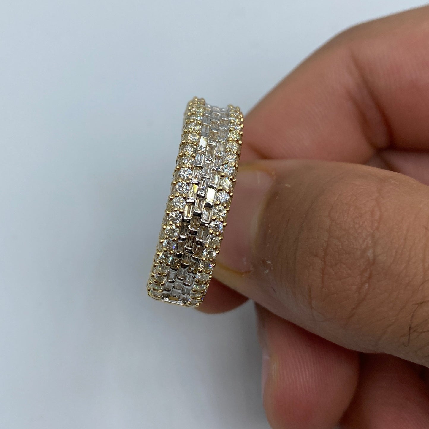 14K Diamond Baguette Center Ring