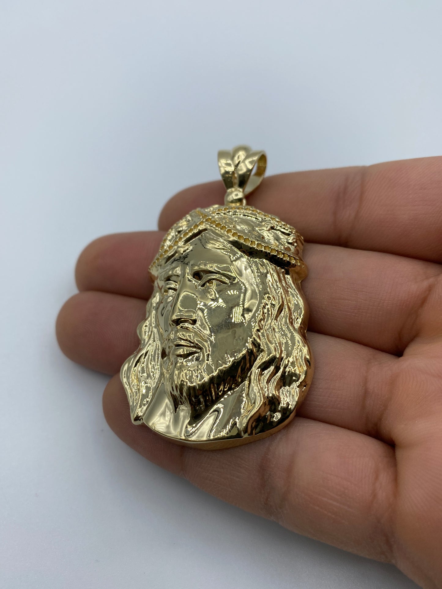 14K Jesus Head Pendant 2.5"