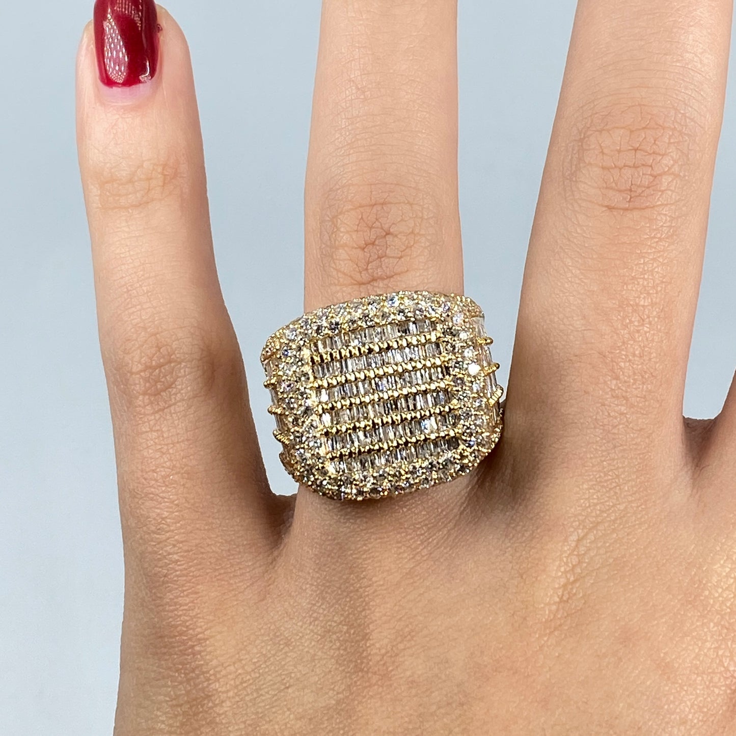 14K Jumbo Stacked Diamond Baguette Ring