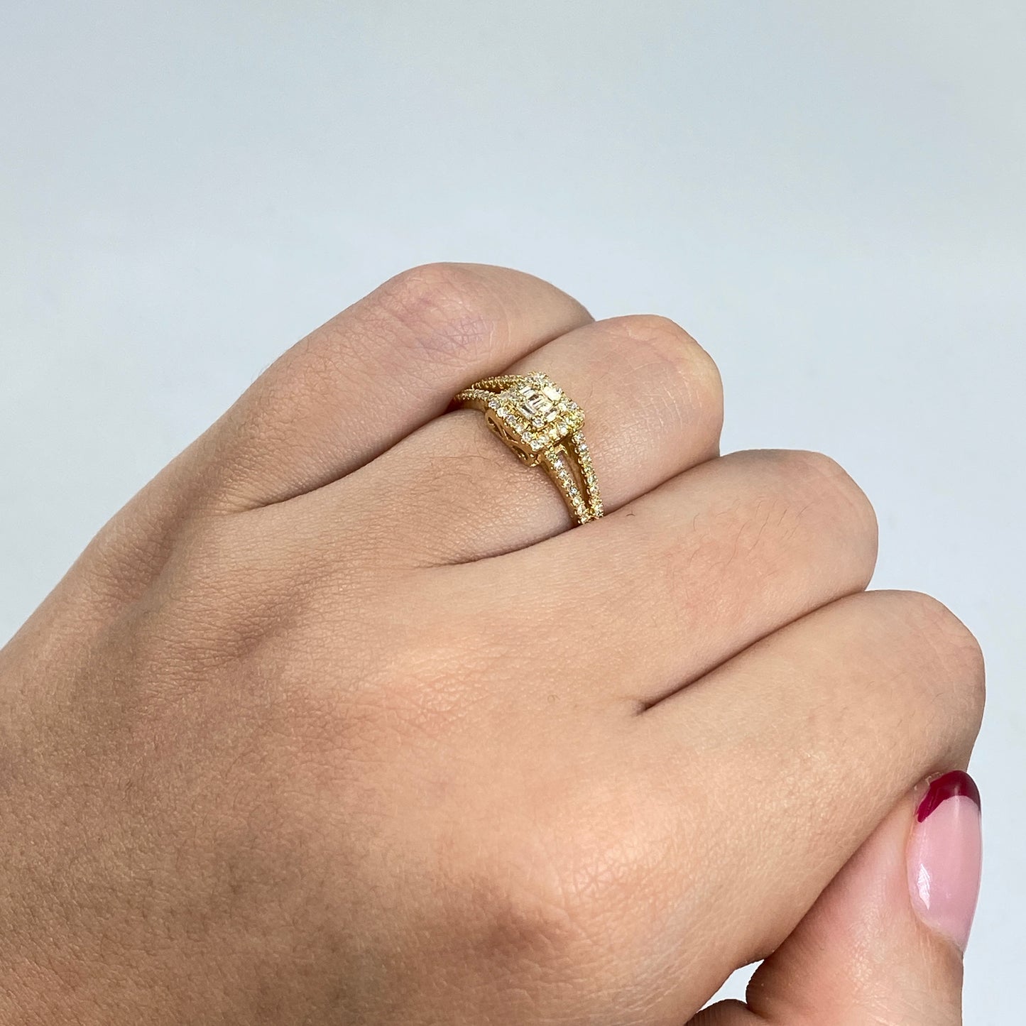 14K Baguette Diamond Square Engagement Ring