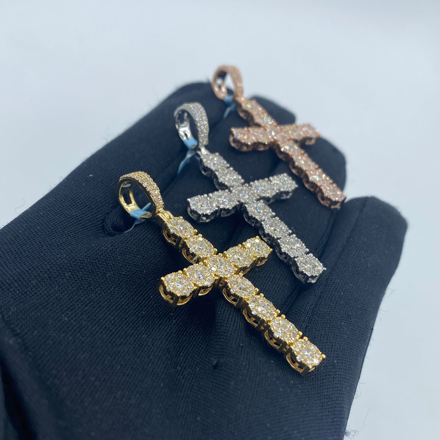 14K Cross Circle Diamond Pendant