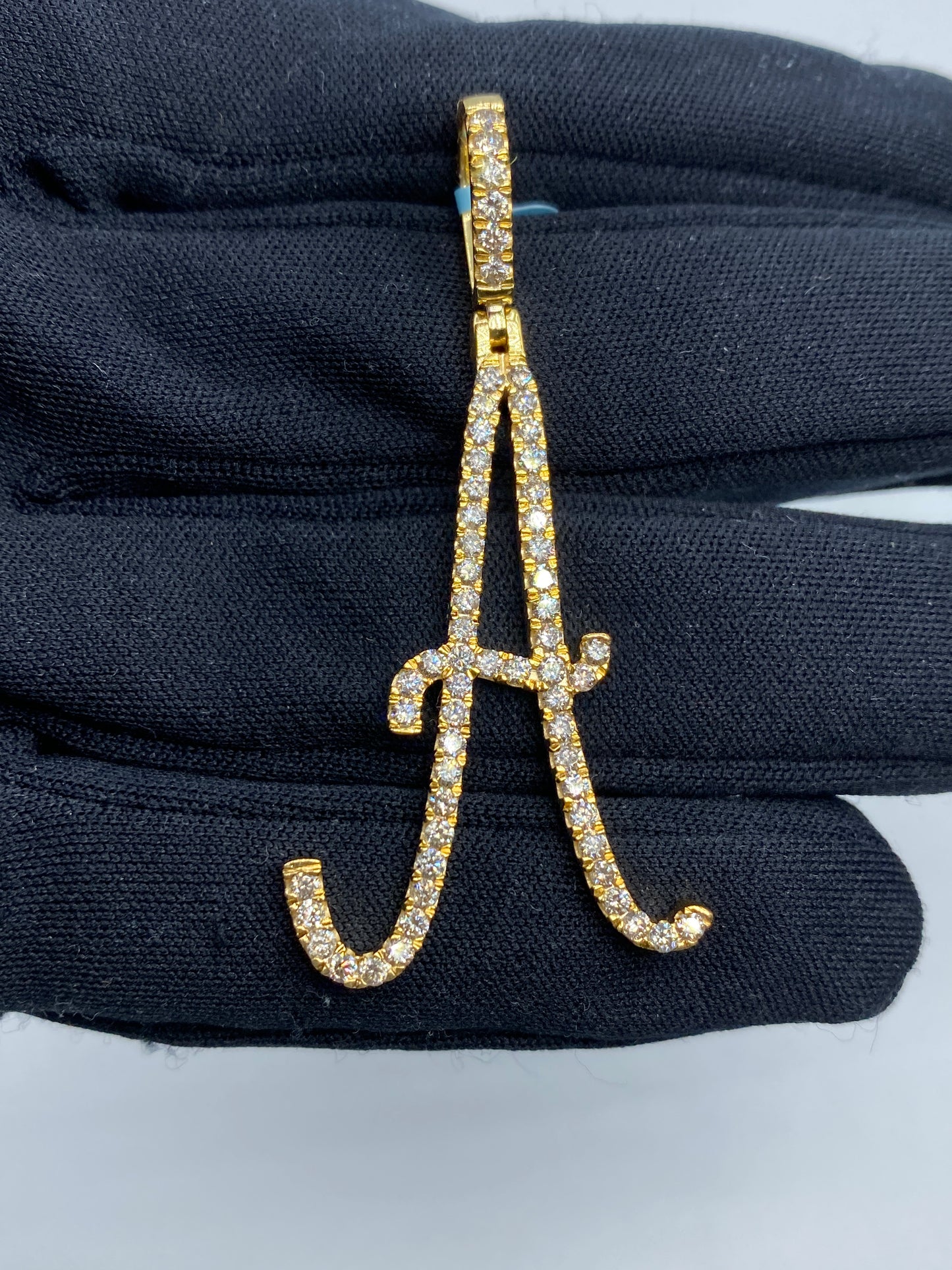 14k Initial A Large Script Pendant