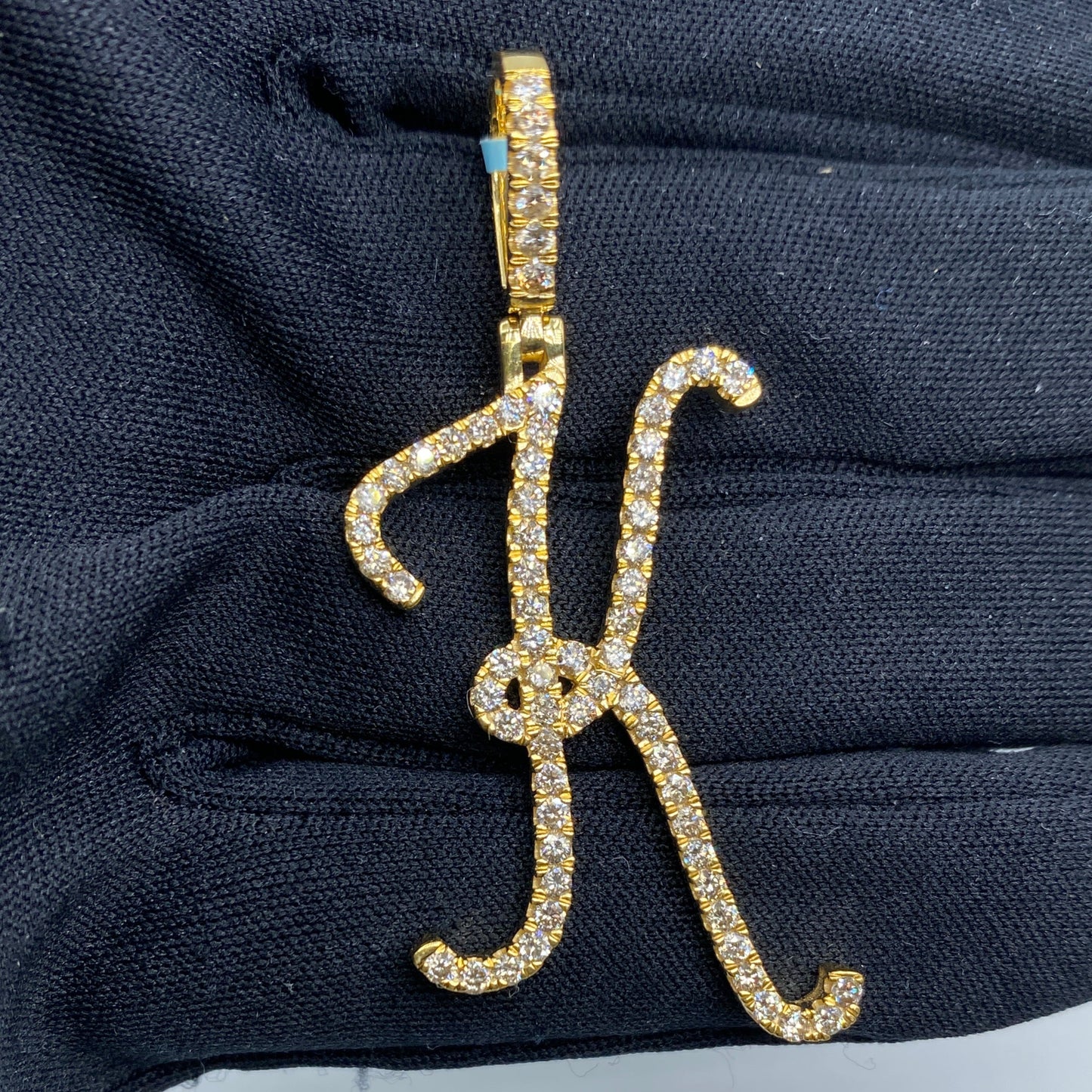 14K Initial K Large Script Pendant