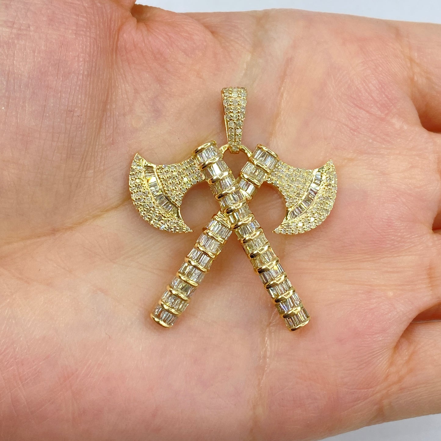 10K Guild Axe Diamond Baguette Pendant
