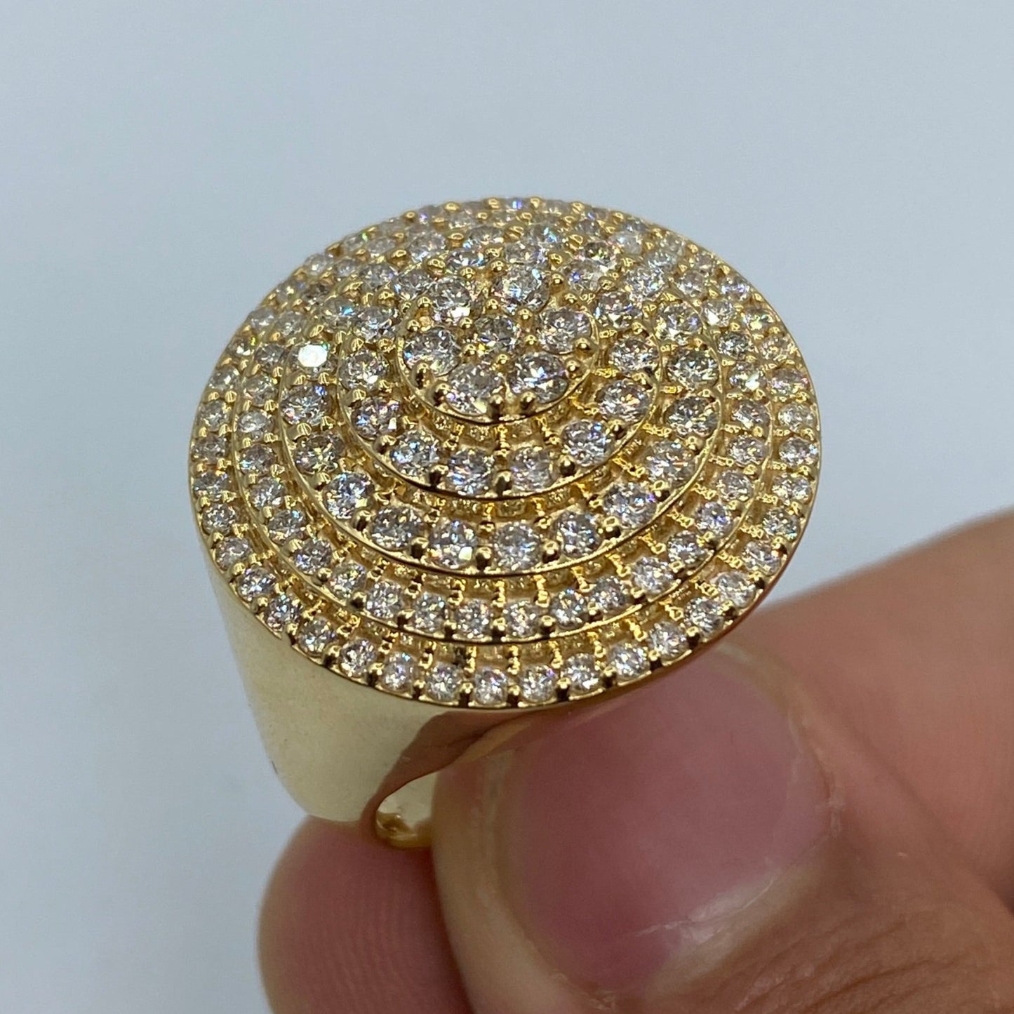 14K Flat Cake Diamond Ring