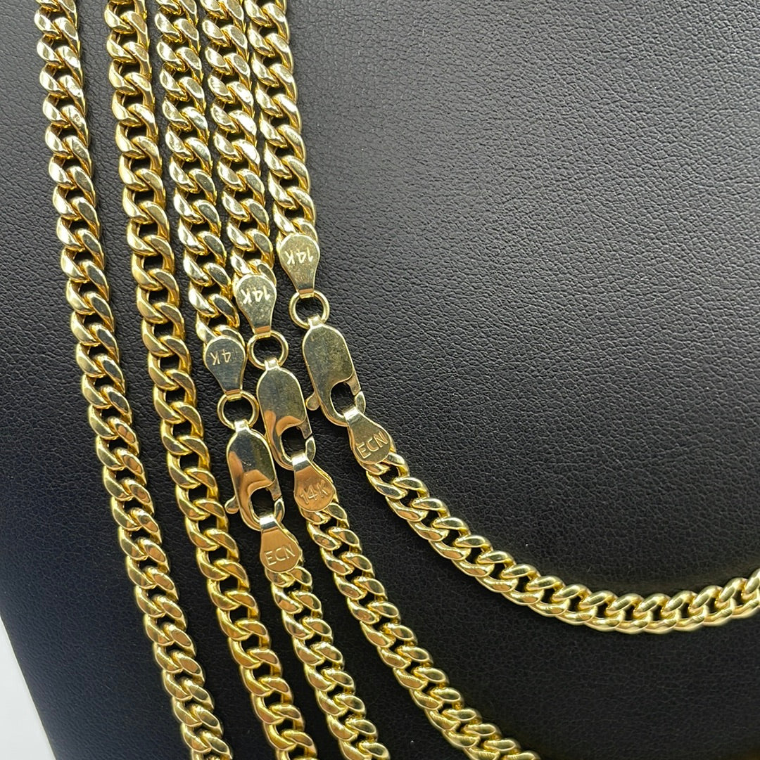 Miami Cuban Link Chain Real 14K Yellow Gold Full Collection