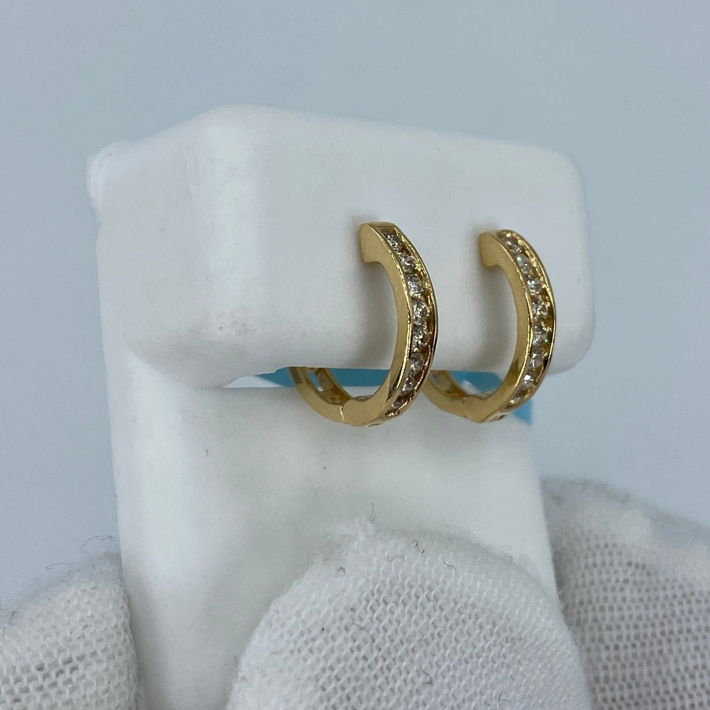 14K Circle Hoop Diamond Earrings